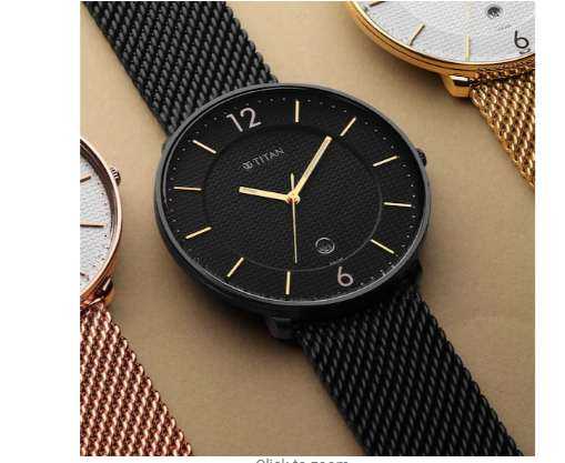 Titan 1849NM02 Classique Black & Gold Dial Stainless Steel Strap Watch ...